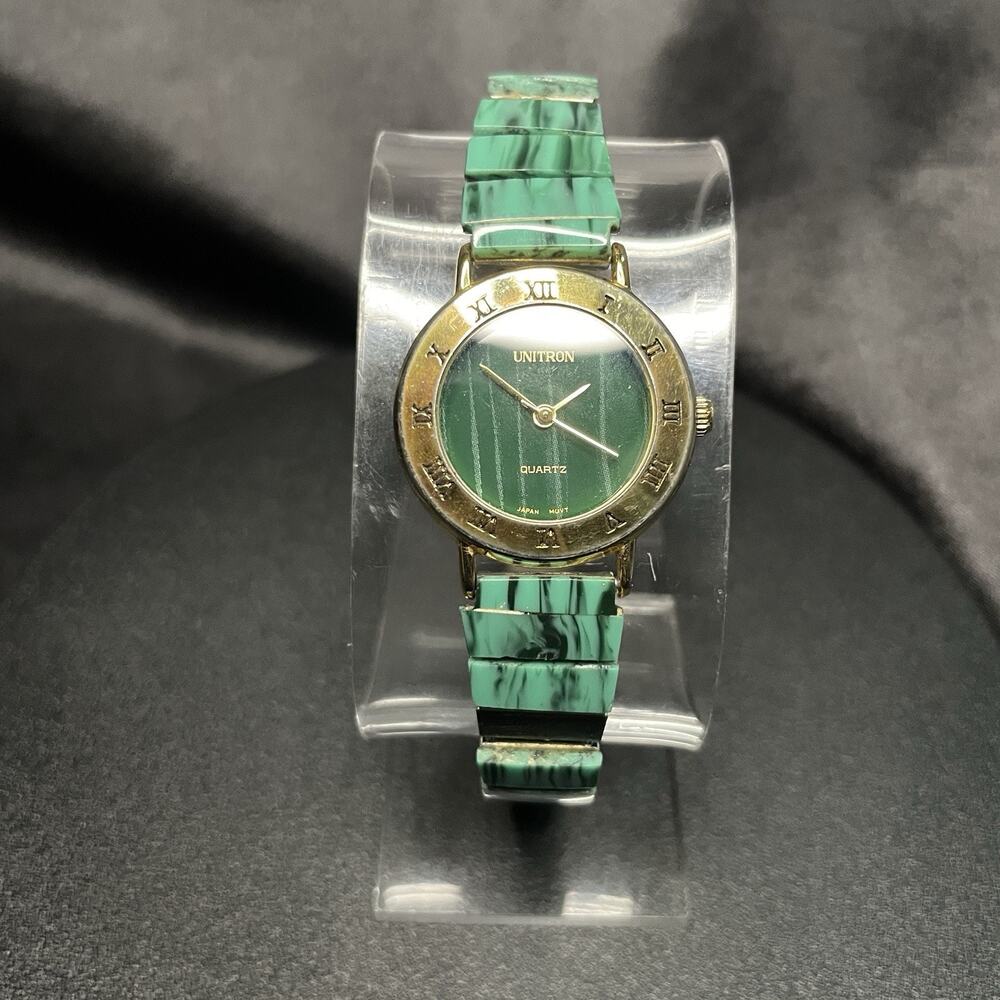 Unitron Quartz Women's Watch Malachite Style Band Green Striped Dial